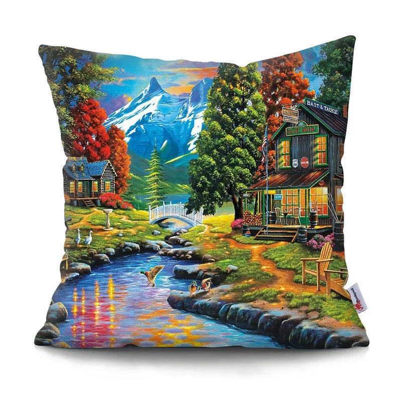 Axyaa Rustic Landscape Print Pillowcase