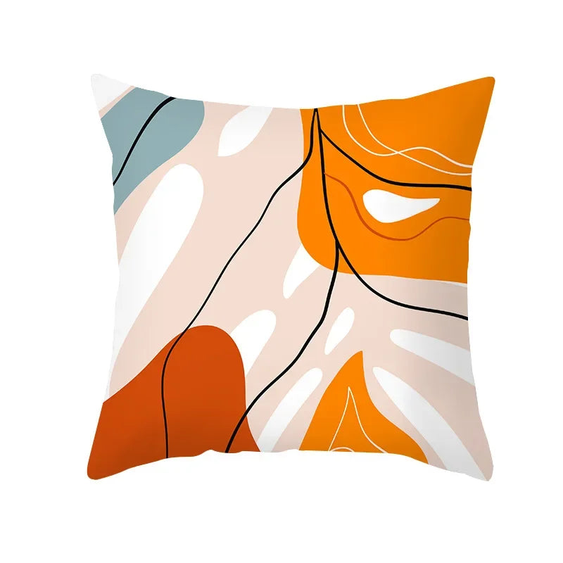 Axyaa Pink Blue Abstract Plants Floral Pillows Case - Modern Art Decor Sofa Couch