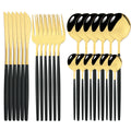 Axyaa Stainless Steel Silverware Set - 24Pcs Dinnerware Cutlery Flatware Kitchen Tableware