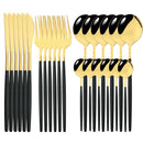 Axyaa Stainless Steel Silverware Set - 24Pcs Dinnerware Cutlery Flatware Kitchen Tableware