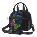 Axyaa Colorful Butterflies Insulated Lunch Bag with Shoulder Strap