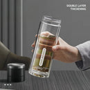 Axyaa 400ml Double-layer Glass Cup with Tea Filter - Heat-resistant Portable Drinkware