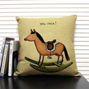 Axyaa Cartoon Animal Print 45x45cm Linen Cushion Cover - Sofa, Car, Chair Pillow Case