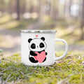 Axyaa Flower Panda Enamel Water Cup with Handle - Kid's Creative Drink Mug
