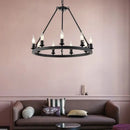 Axyaa Iron Candle Chandelier: Scandinavian Loft American Industrial Style for Bar Coffee Shop