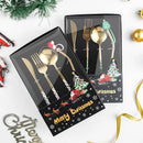 Axyaa Christmas Stainless Steel Cutlery Set with Golden Straw Gift Box