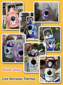 Axyaa Astronaut Kids Insulation Stainless Steel Straw Water Bottle,  Big Belly Cup