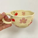 Axyaa Irregular Flower Ceramic Mug Yellow - Korean Style Cute Tea Cup