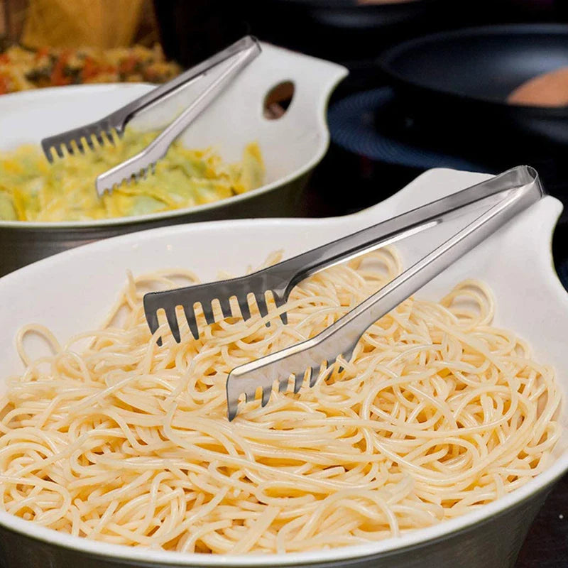 Axyaa Stainless Steel Kitchen Tongs: Color Comb Meal Clip for Non Stick Cookware