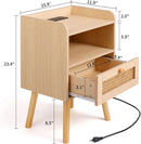 Axyaa Boho Rattan Nightstand - Chic Storage Solution for Modern Bedrooms