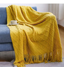 Axyaa Vintage Farmhouse Knitted Throw Blanket with Tassel