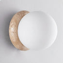 Axyaa Nordic LED Wall Sconce White Glass Yellow Travertine Decor - Bedroom Bathroom Stair Lights