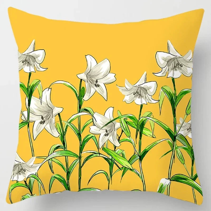 Axyaa Yellow Flower Pillowcase for Home Sofa Lumbar Cushion