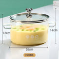 Axyaa Small Bear Glass Noodle Bowl with Cover and Double Ear Handles