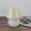 Axyaa Glass LED Mushroom Table Lamp: Korean Ins Style Striped Decor, Cute & Translucent