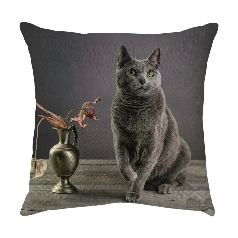 Axyaa Black Cat Cartoon Decorative Cushion Cover