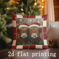Axyaa Christmas Highland Cow Print Pillow Cover for Sofa, Bedroom, Car - Rectangular Cushion