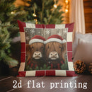 Axyaa Christmas Highland Cow Print Pillow Cover for Sofa, Bedroom, Car - Rectangular Cushion