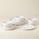 Axyaa Pacifica Salt White Stoneware 12-Piece Place Setting for 4