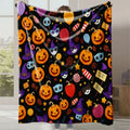 Axyaa Halloween Pumpkin Print Flannel Blanket - Cozy Office & Home Gift