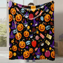 Axyaa Halloween Pumpkin Print Flannel Blanket - Cozy Office & Home Gift