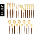 Axyaa Western Stainless Steel Cutlery Set with Imitation Wooden Handle