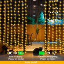 Axyaa Solar Fairy Curtain Lights for Outdoor Garden Wedding Party.