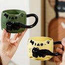 Axyaa Animal Stacked Cups Mug Set - Ceramic Coffee Latte Milk Cute Cat Design