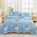 Axyaa Nordic Flower Print Plush Flannel Blanket, Soft Throw for Sofa Couch Bed