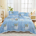 Axyaa Nordic Flower Print Flannel Blanket 150*200cm, Soft Plush Fleece for Sofa, Bed