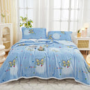 Axyaa Nordic Flower Print Flannel Blanket 150*200cm, Soft Plush Fleece for Sofa, Bed
