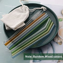 Axyaa Glass Straws Set with Cleaning Brush | Stylish Reusable Bent & Straight Straws