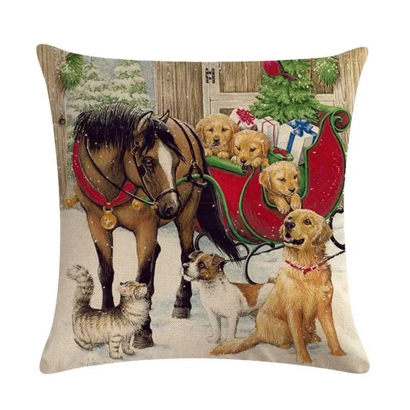 Axyaa Christmas Cartoon Animals Cushion Cover 45X45CM