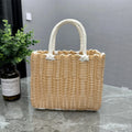 Axyaa Imitation Rattan Storage Basket with Handle Home Decor Handbag