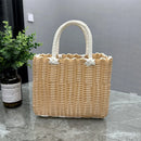 Axyaa Imitation Rattan Storage Basket with Handle Home Decor Handbag