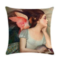 Axyaa Fairy Girl Linen Pillowcase for Home Decor 45X45CM