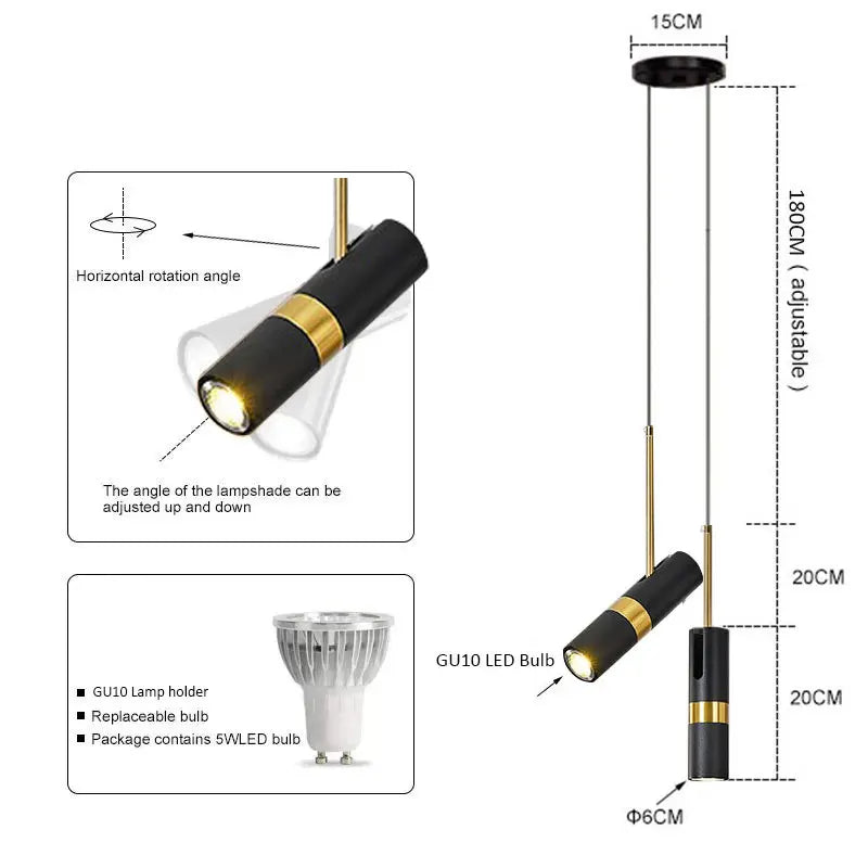 Axyaa LED Pendant Chandelier: Minimalist Spotlight Night Lamp for Bedroom and Living Room