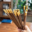 Axyaa Fortune Engraved Wooden Chopsticks Set - 5 Pairs, 25cm - Family Gift
