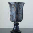 Axyaa Blue and Gold Gradient French Glass Vase - Large Wabi-Sabi Art Piece