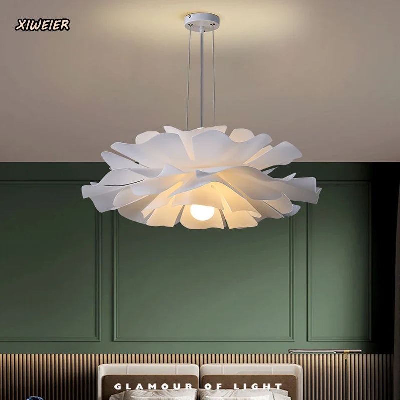 Axyaa White Flower Chandelier Nordic Modern Creative Bedroom and Dining Room Lighting