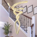 Axyaa Crystal Chandelier Stair Pendant Lamp Living Room Interior Lighting