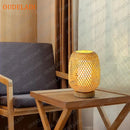 Axyaa Bamboo Handicraft Table Lamp - Vintage Handmade Wooden Light