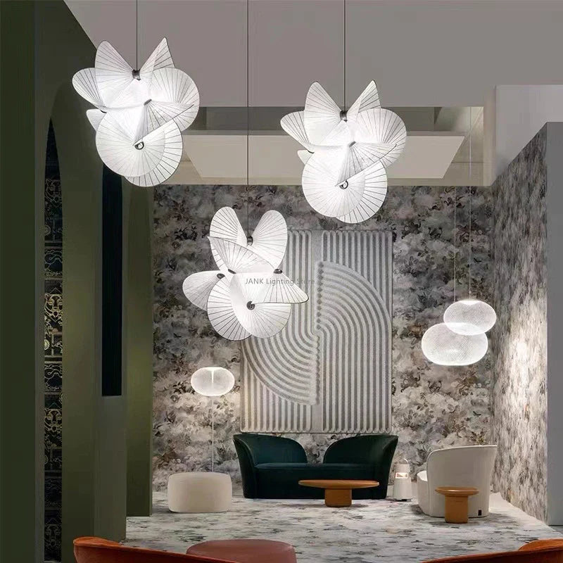 Axyaa White Fabric Serpentine Lights Suspension Pendant for Home and Office Decor