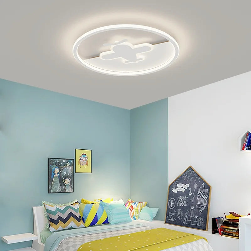 Scandi White Airplane Kids Ceiling Light by Axyaa, Perfect for Children's Room & Living Room