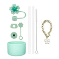 Axyaa Cup Set: 9 Straws, Brush, Flower Charm, 3 Stoppers, Cover Boot