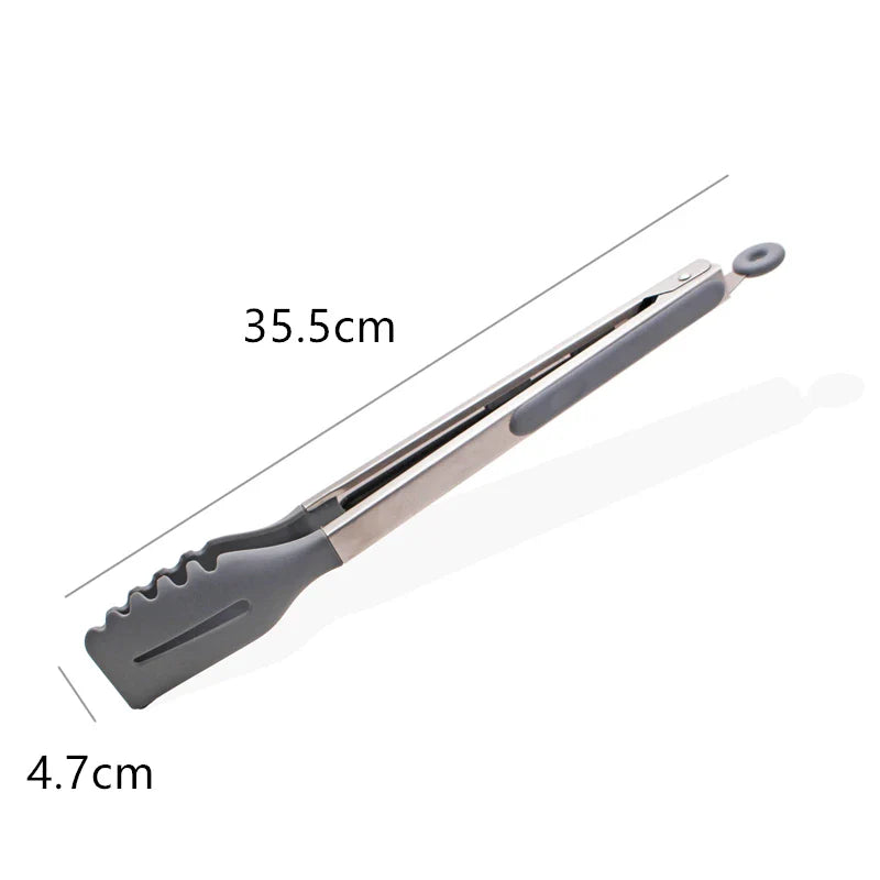 Axyaa Silicone Non-Stick Food Clips: Hollow Drain Oil BBQ Tongs for Home Kitchen Buffet.