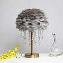Nordic Feather Crystal Table Lamp by Axyaa - Luxury Bedroom Decor