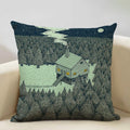 Axyaa Enchanted Forest Tree House Pillow Cover for Home Decor Sofa