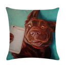 Axyaa Animal Oil Painting Pillowcase: Flax Sofa Cushion Adornment Cover
