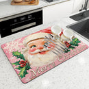 Axyaa Diatom Mud Kitchen Drain Pads in Christmas Pink, Absorbent Tableware Mat